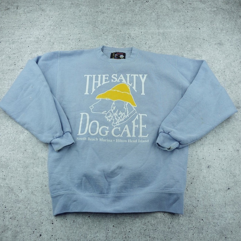 Vintage 1989 Soffe The Salty Dog Cafe Sweatshirt Blue Hilton Head Mens Medium